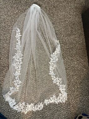 Lace Edge Bridal Veil in White